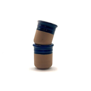 Italiaanse espressokopjes terracotta met donkerblauw randje